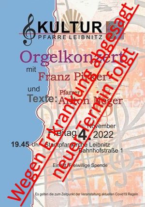 Kultur Pfarre Leibnitz - Orgelkonzert - Absage