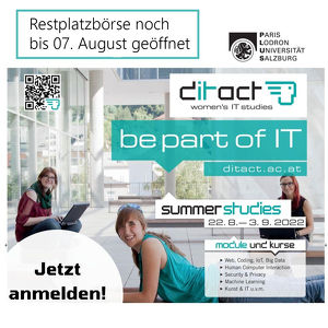 Ditact – IT-Sommeruni für Frauen: Restplatzbörse – jetzt anmelden!