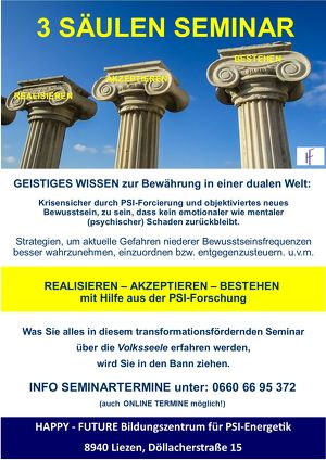 3 SÄULEN SEMINAR zur Forcierung innerer STABILITÄT, SEELISCHER RESSOURCEN!