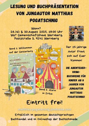 Lesung und Buchpräsentation von Jungautor Matthias Pogatschnig