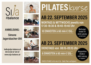 PILATESKURS ab 22. September, 18:40-19:40 in Leibnitz