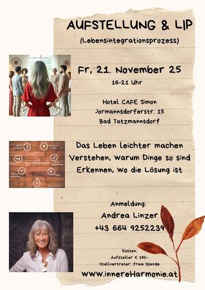 Aufstellung und Lebensintegrationsprozess "LEICHTER LEBEN"