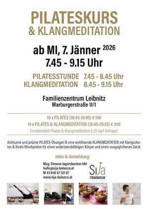 PILATESKURS ab 7. Jänner 2026 07:45-09:15 in Leibnitz