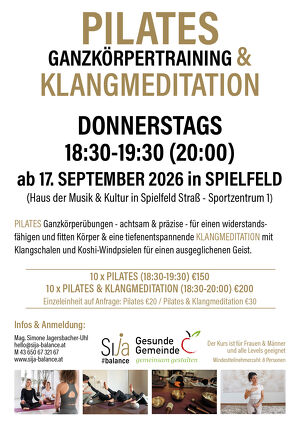 PILATES Ganzk&ouml;rpertraining dienstags ab 17. September 2026 in SPIELFELD