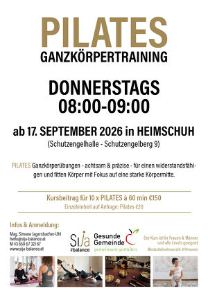 PILATES Ganzk&ouml;rpertraining donnerstags ab 17. September 2026 in HEIMSCHUH
