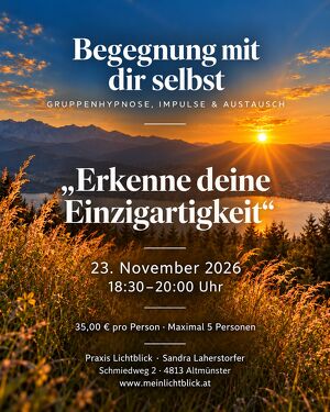 Gruppenhypnose, Impulse & Austausch: Thema: "Erkenne deine Einzigartigkeit"